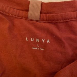 Lunya Womens large organic Pima cotton long sleeve tee in burnt orange/sienna